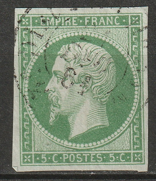 France 1854 Sc 13 used 4 margins CDS