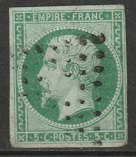 France 1854 Sc 13a used deep green lozenge cancel