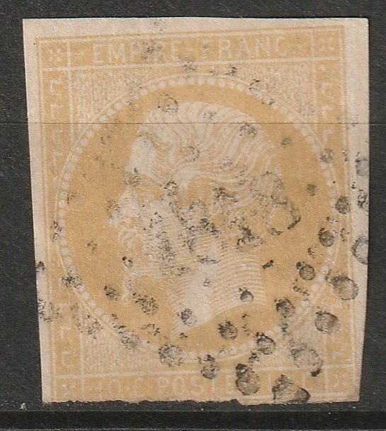 France 1853 Sc 14a yellow used type 1 1818 (Lyon) cancel