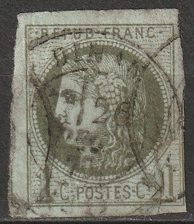 France 1870 Sc 38a used right side repaired