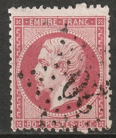 France 1861 Sc 28b rose carmine used star with numeral 20 cancel