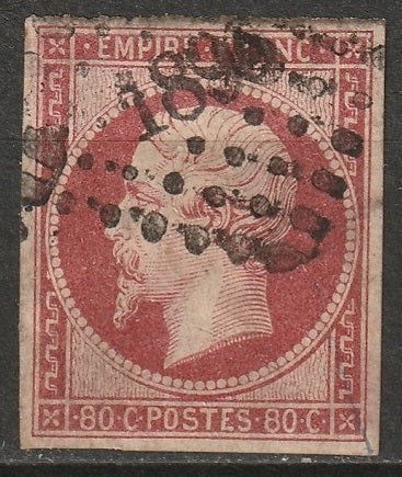 France 1854 Sc 20 used 1896 (Marseille) cancel