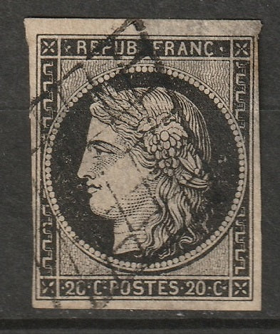 France 1850 Sc 3b used black on buff