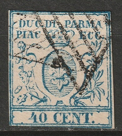 Italy Parma 1857 Sc 11a used narrow "0" type II
