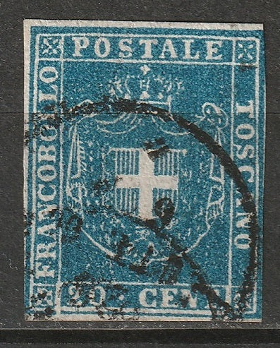 Italy Tuscany 1860 Sc 20a used deep blue