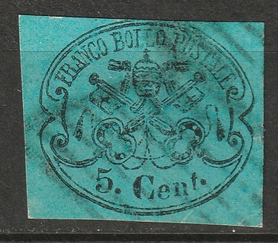 Italy Roman States 1867 Sc 14 Papal States used tiny thin