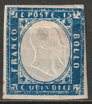 Italy 1863 Sc 22d MNG deep blue small thin