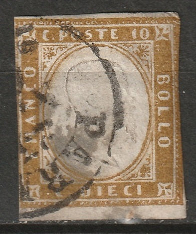 Italy Sardinia 1861 Sc 11 used ochre brown Parma CDS