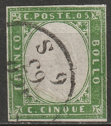 Italy Sardinia 1863 Sc 10 used small thins