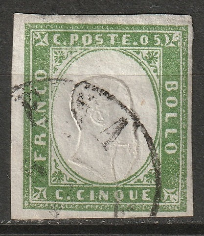 Italy Sardinia 1863 Sc 10 used green