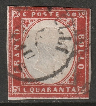 Italy Sardinia 1862 Sc 13a used CDS dark red