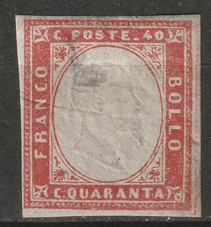 Italy Sardinia 1862 Sc 13a MNG thin rose carmine