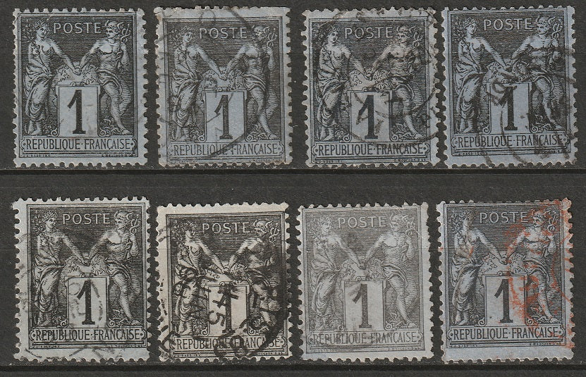 France 1877-98 Sc 105 used selection shades