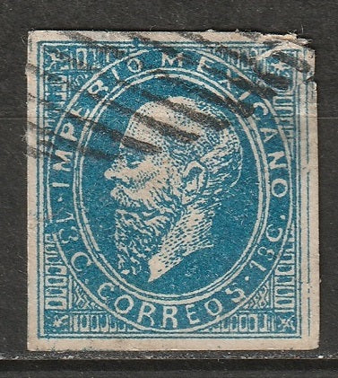 Mexico 1866 Sc 27 forgery used without overprint damaged corner