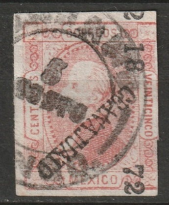 Mexico 1872 Sc 83 used Guanajuato overprint