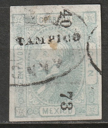 Mexico 1872 Sc 98 used Tampico overprint small thin