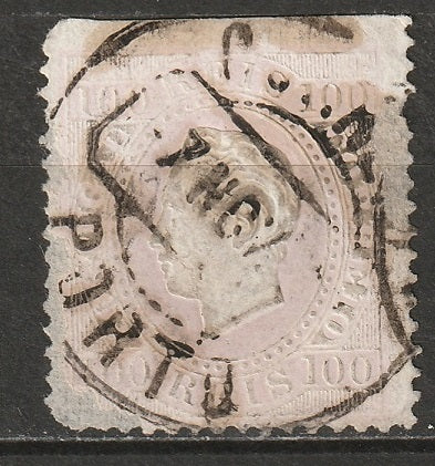 Portugal 1871 Sc 45f used perf 13.5 enamel paper stained/thins