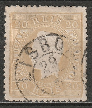 Portugal 1870 Sc 39 used thin Lisboa CDS perf 12.5