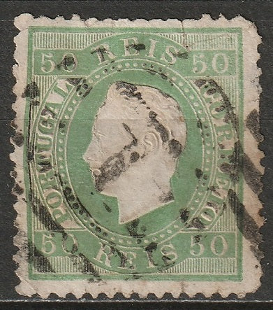 Portugal 1870 Sc 42 used faulty 1 (Lisboa) cancel perf 12.5