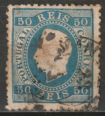 Portugal 1879 Sc 43 used perf 12.5 toned/thins