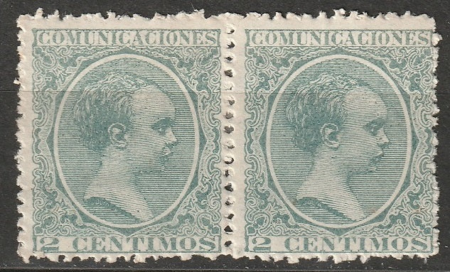 Spain 1889 Sc 255 pair MH* streaky gum