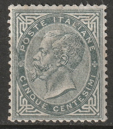 Italy 1863 Sc 26 MLH* original dull white gum wrinkling pinhole London printing