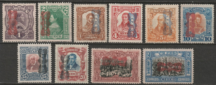 Mexico 1916 Sc 517-27 partial set MH* some disturbed gum