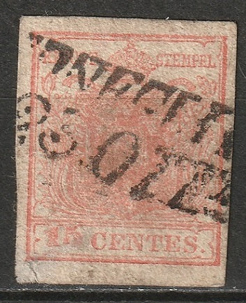 Lombardy Venetia 1850 Sc 4f used type III thins