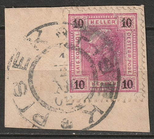 Austria 1899 Sc 75 used on piece Pisek CDS