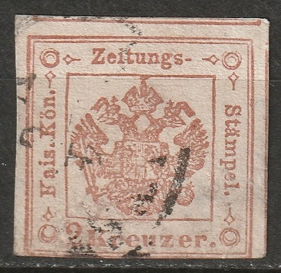 Austria 1859 Sc PR3a newspaper tax used red brown type II large thin