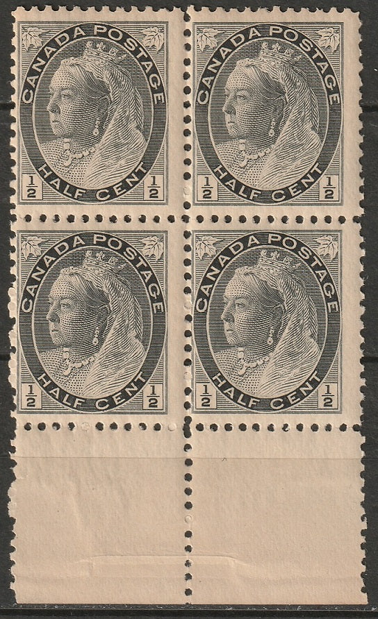 Canada 1898 Sc 74 block MNH** with margin selvedge toning