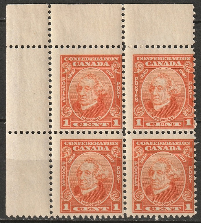 Canada 1927 Sc 141 corner block MNH**/MLH*