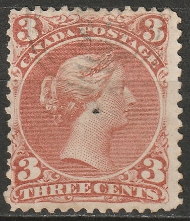 Canada 1868 Sc 25 used ring cancel small hole