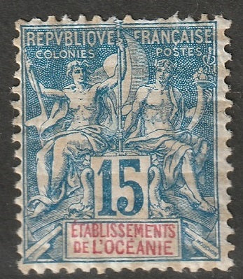 French Polynesia 1892 Sc 8 MH* heavy hinge