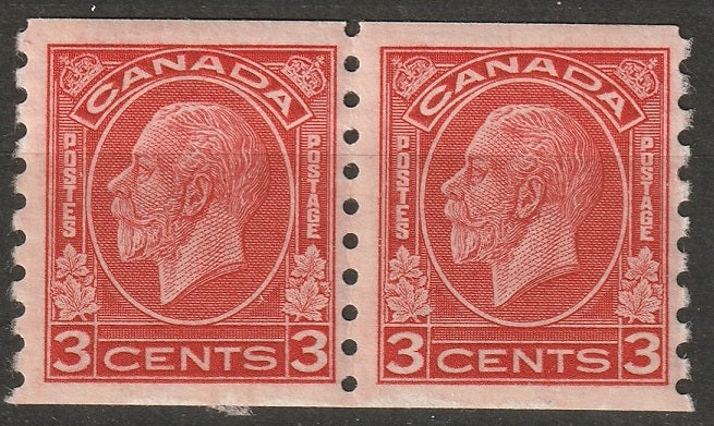 Canada 1933 Sc 207 coil pair MLH* some disturbed gum