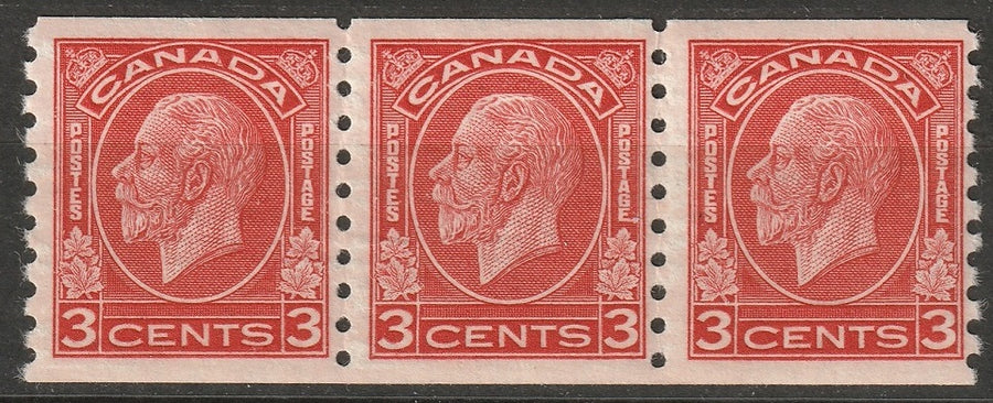 Canada 1933 Sc 207 coil strip of 3 MLH* some disturbed gum