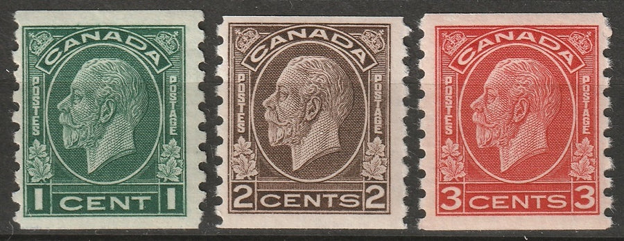 Canada 1933 Sc 205-7 coil set MH* disturbed gum