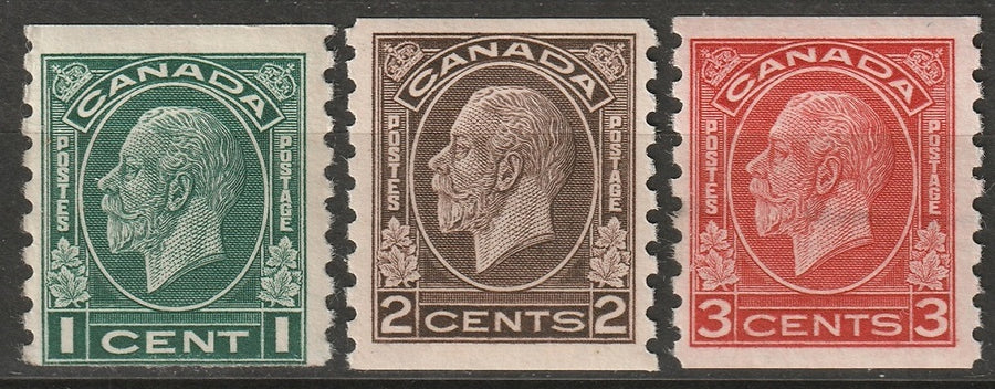 Canada 1933 Sc 205-7 coil set MH* disturbed gum