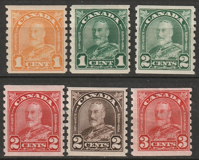 Canada 1930-31 Sc 178-83 coil set MH* (178 MNH**)