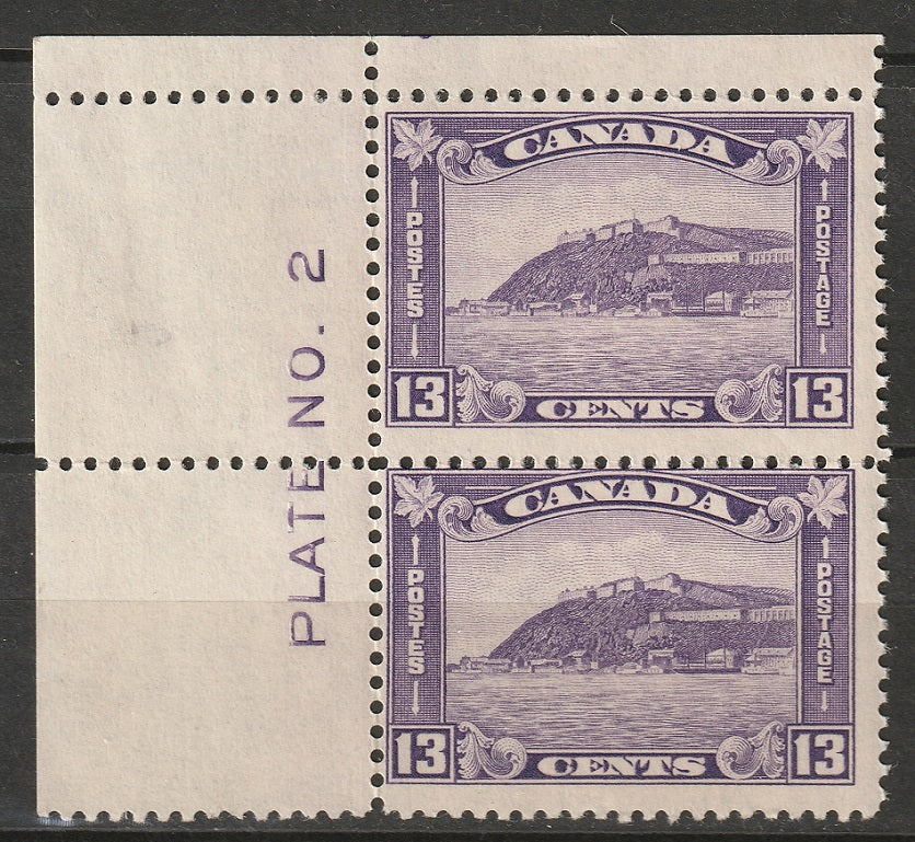 Canada 1932 Sc 201 corner pair MNH** UL plate 2 some disturbed gum