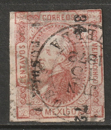 Mexico 1872 Sc 83 used Puebla overprint/CDS multiple thins