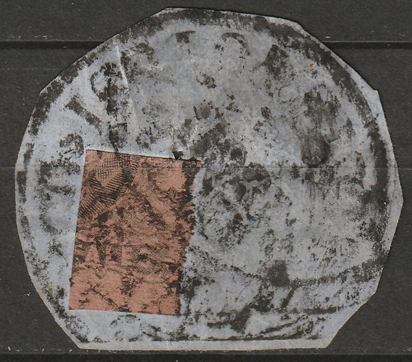 Mexico 1861 Sc 11b quarter used on piece (hole in piece)