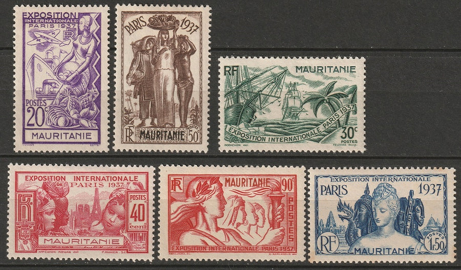 Mauritania 1937 Sc 69-74 set MH*