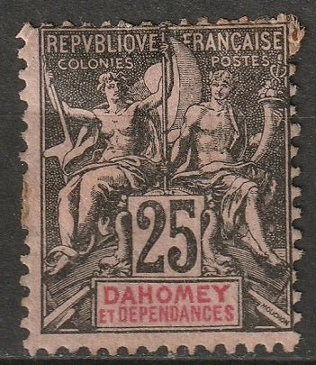 Dahomey 1899 Sc 8 MNG paper adhesion