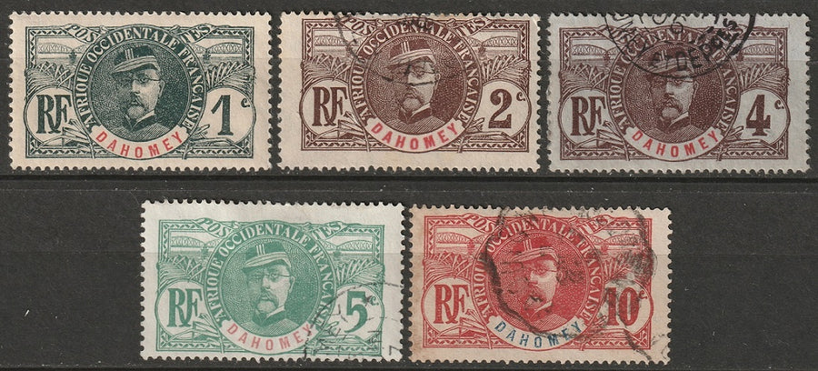 Dahomey 1906 Sc 17-21 set low values most used