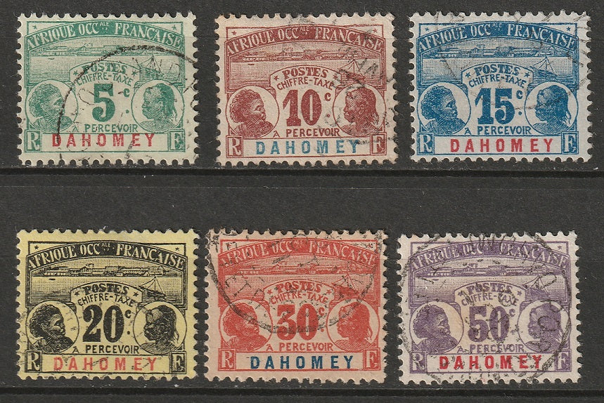Dahomey 1906 Sc J1-6 postage due partial set used
