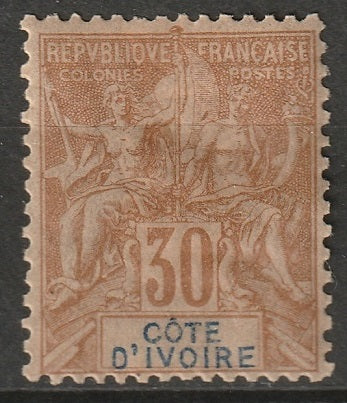 Ivory Coast 1892 Sc 12 MH* some disturbed gum