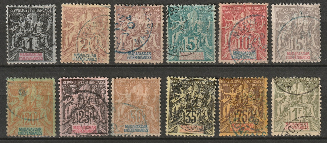 Madagascar 1896-1906 Sc 28/46 partial set used