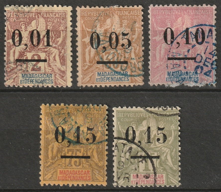 Madagascar 1902 Sc 51-5 set used