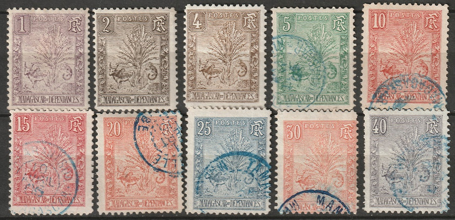 Madagascar 1903 Sc 63-72 partial set MH*/used some disturbed gum